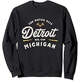 Rustic Motor City Classic Detroit Michigan 1701 USA Gift Sweatshirt