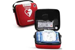HeartStart Philips OnSite AED Defibrillator with Portable Emergency Medical Kit, CPR Guidance and Voice Prompts, with Slim Carry Case, M5066A-C02