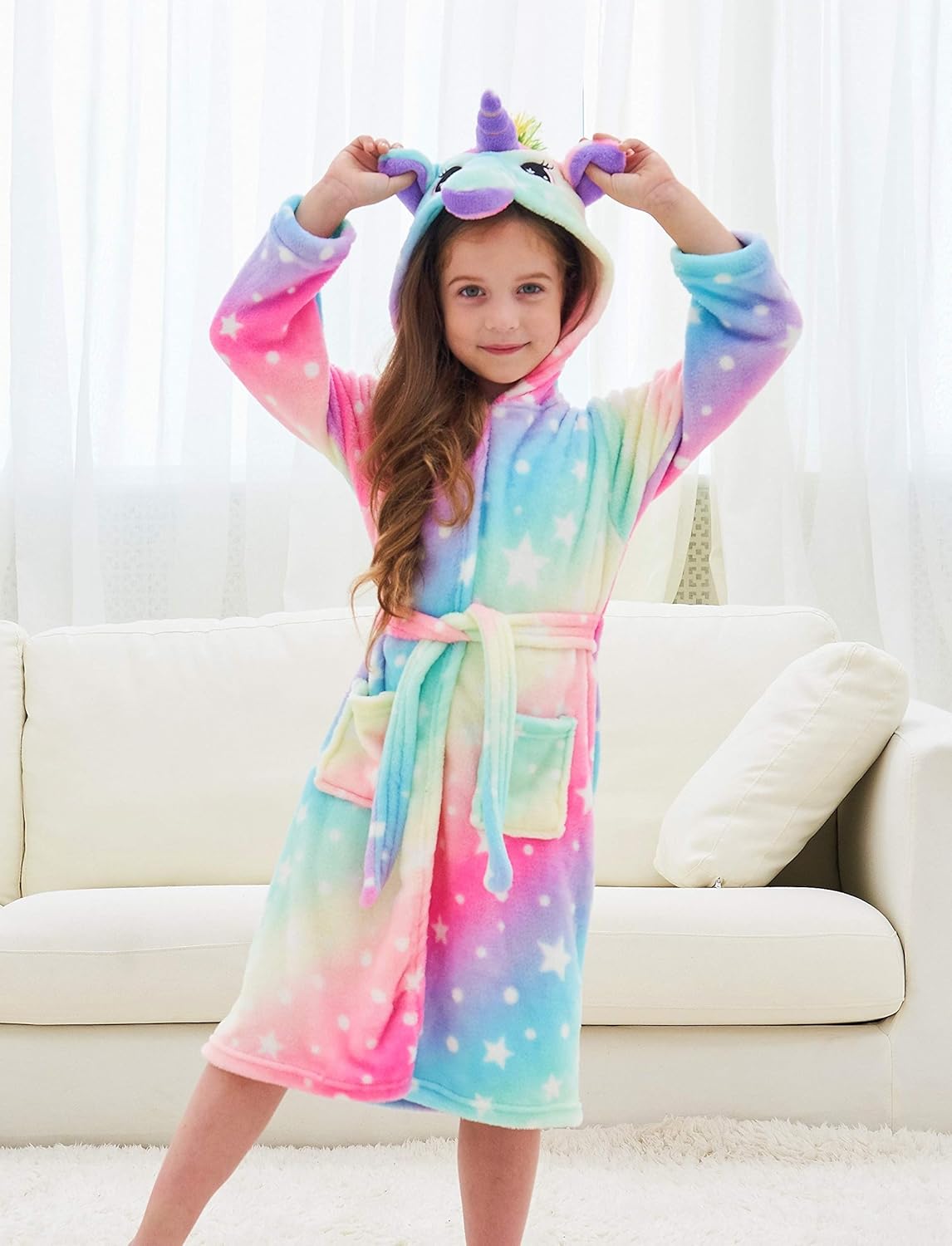 Soft Unicorn Hooded Star Robe Gifts for Girls: Clothing