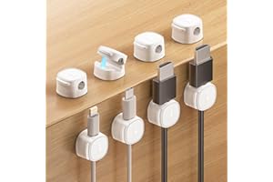 CANISFLAX Magnetic Cable Clips [1s Lock] Adhesive Cord Holder Organizer for Nightstand, 8Pack Desk Cable Management Clips, Phone Charger Wire Cord Organizer Keeper for Nightstand Wall Car Office