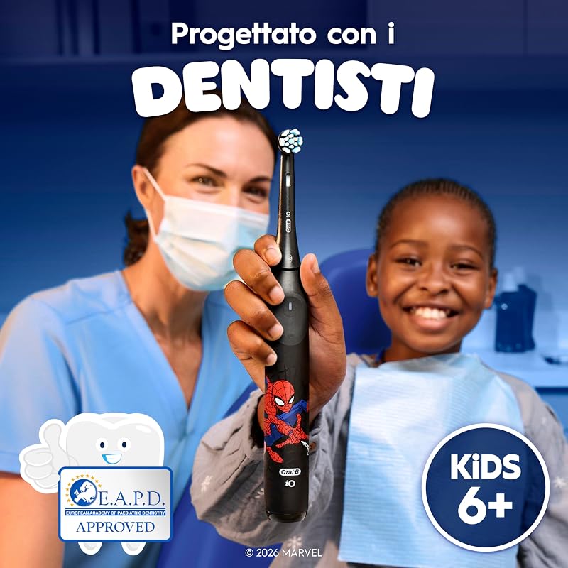 Testine di Ricambio per Spazzolino Elettrico iO Kids 6+, Nere, 8