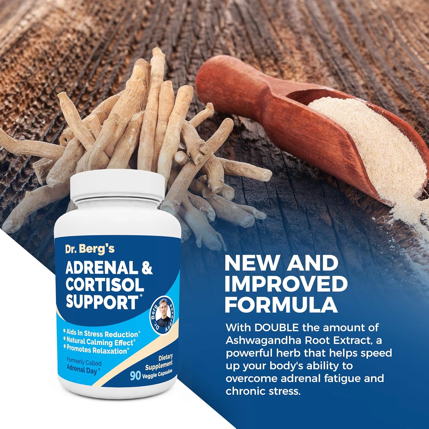 Dr. Berg’s Adrenal & Cortisol Support Supplement - Natural Stress & Anxiety Relief for a Better Mood, Focus and Relaxation - Turn Off Your Busy Mind - Vegetarian Ingredients 90 Capsules (1 Pack): Health & Personal Care