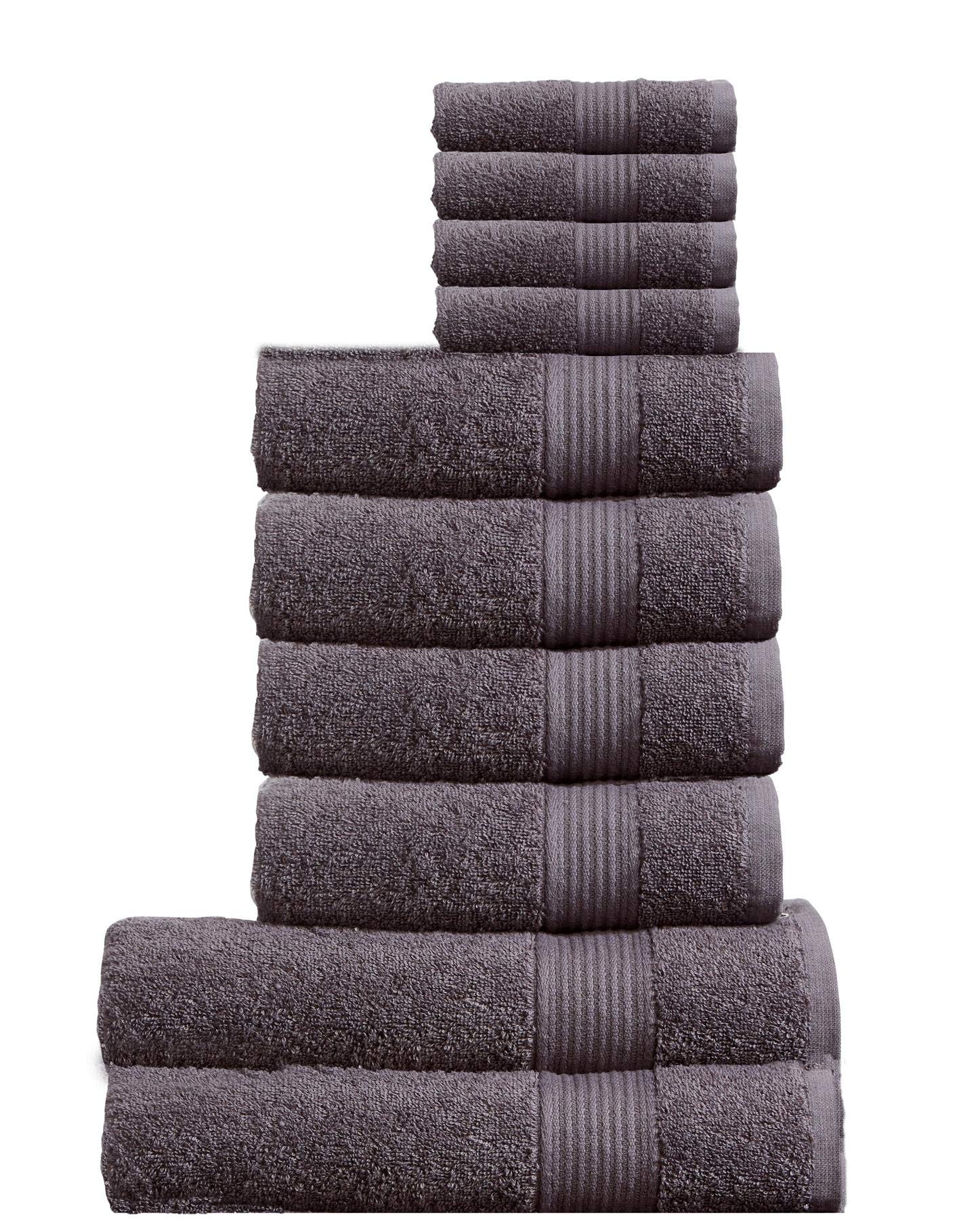 Olivia Rocco Egyptian Cotton Towels Home Bathroom Towel Set Bale Fade Resistant 500gsm Home Collection Bales Bath Sets, 2 Bath, 4 Hand and 4 Washcloths Charcoal