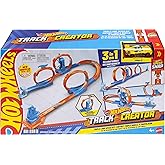 Hot Wheels Toy Car Track Set, Triple Loop Pack & 1:64 Scale Vehicle, Track-Building Components with 3 Loops, Speed Snap Track