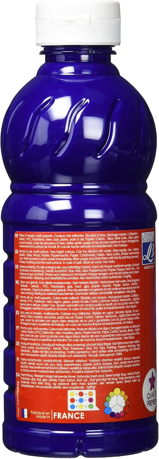 Lefranc & Bourgeois Glossy Children Acrylic 250 ml Tube, Acrylic Paint, ultramarine, Kinder - Acrylfarbe - 500ml Flasche - Image 4