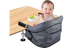Hook On High Chair, Jozzve Baby High Chair, Portable High Chair for Travel, Foldable Fast Table Chair with Storage Bag, Baby Feeding Seat Clip On High Chair for Home and Travel (Grey)