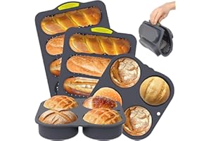 4 Pcs Silicone Hot Dog Bun Pan, 4-Cavity Hamburger Bun Pan Nonstick and Heat Resistant Easy to Release, Bread Pans for Baking