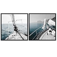 2 Piece Framed Canvas Wall Art Sailboat in The Ocean Canvas Prints Home Artwork Decoration for Living Room,Bedroom - 16