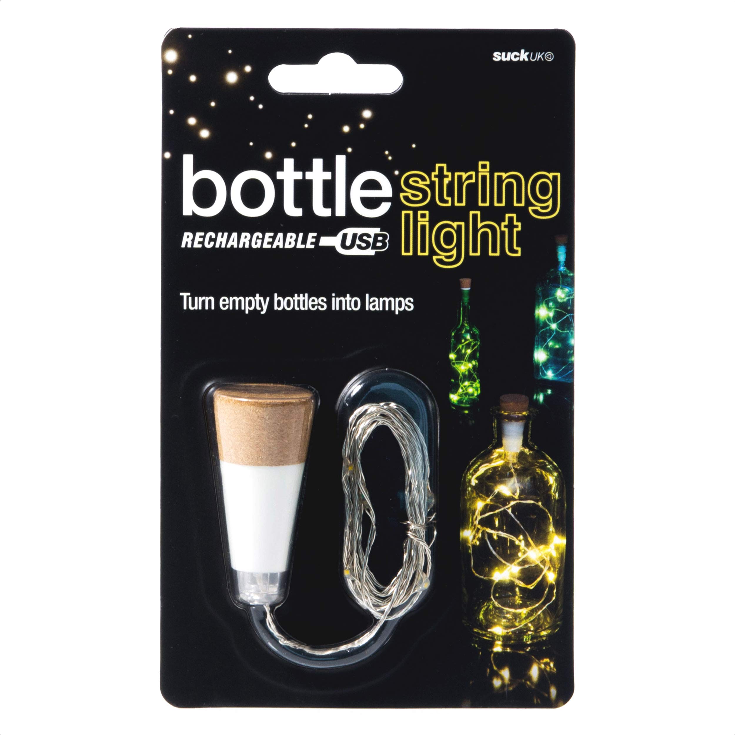 Suck UK Rechargeable Cork LED Bottle Lights | USB String Lights for Wine Bottles, Whiskey & Jars | Set Mood Lighting & Home Decor | Recycle Empty Bottles to Party Lights Novelty Gift for Light Lovers