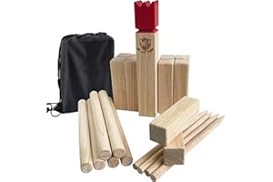 Kubb Outdoor Game | Viking Game Rubber Wood Garden Throwing Toy with Carry Bag (30 x 5 x 5 cm-King)