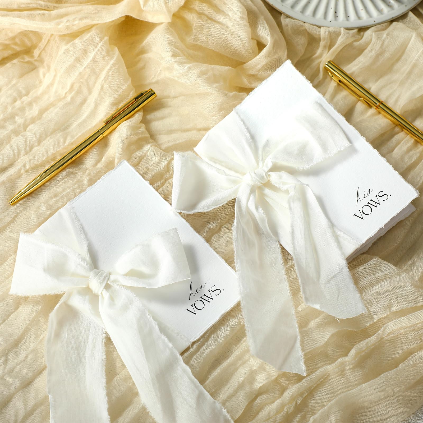 Photo 1 of Engrowtic 2 Set Wedding Vow Cards with Ribbon and Pens His and Hers Vow Books Paper Notebook for Wedding Keepsake Essentials Elegant Bridal Shower Ceremony Gift(Classic)