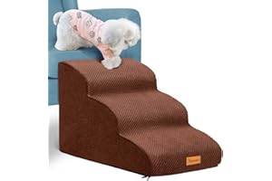 Topmart 3 Tiers Foam Dog Ramps/Steps,Non-Slip Pet Steps,Extra Wide Deep Dog Stairs,High Density Foam Pet Stairs/Ladder,Best for Older Dogs,Cats,Small Pets