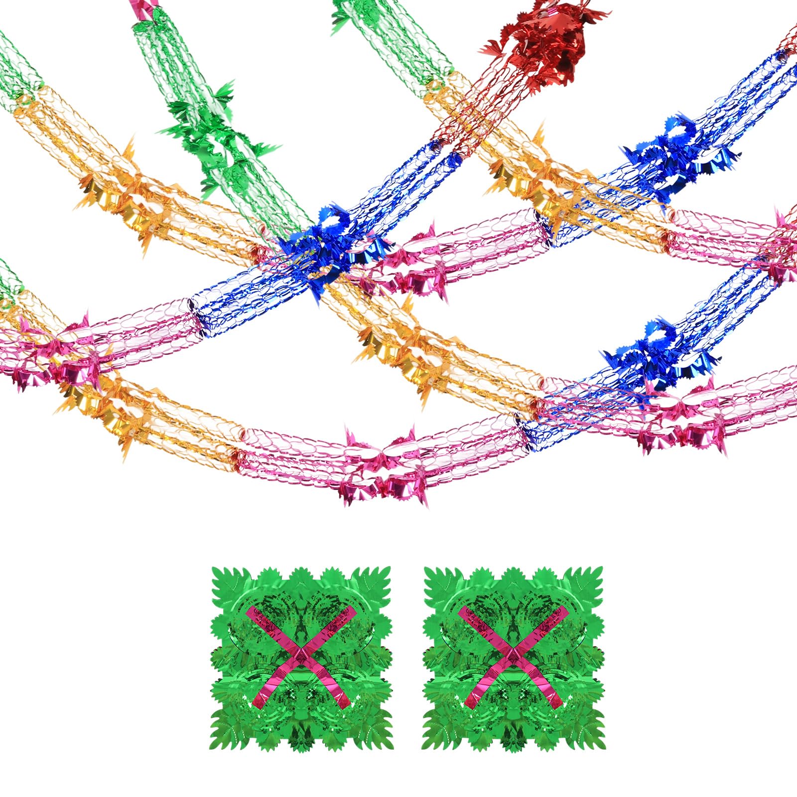 Skystuff Christmas Ceiling Decorations 2Pcs Christmas Foil Garland Festive Hanging Tinsel Swirl Decorations for Indoor Outdoor Birthday Wedding Party Christmas Decorations Supplies, 8.2ft