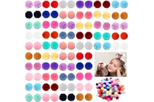 Mruq pet 100pcs Small Pet Dog Hair Bows, Bulk Cute Dog Hair Round Puff Ball Pom Pom Bows with Rubber Bands, Mix Handmade Yorkie Dog Grooming Bows for Dog Hair Accessories