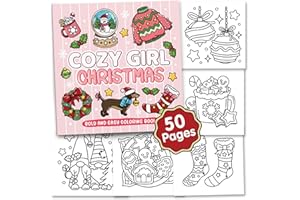Brightenkidz Cozy Girl Christmas Coloring Book - Cute & Simple Adult Coloring Book with Bold and Easy Designs, Relaxation Hygge Winter Style - Cozy Christmas Holiday Gifts for Teens