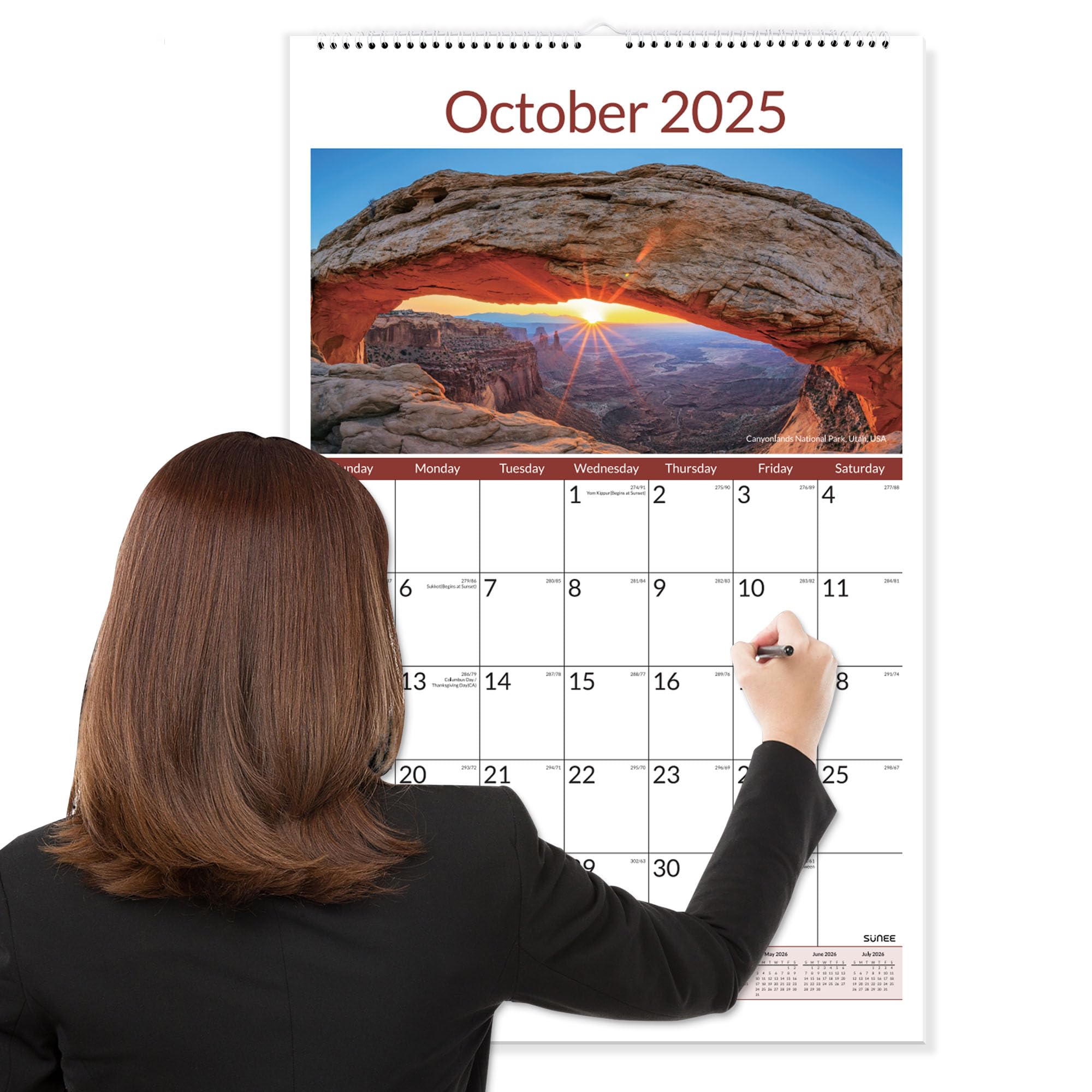 Photo 1 of SUNEE 2025-2026 Wall Calendar Extra Large 17"x27", 21 Month Calendar from October 2025 to June 2027, Vertical Extra Large Monthly Calendar 2026-2027 for Wall, National Parks