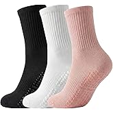 Ceoon 3 Pairs Pilates Socks with Grips for Women Non-slip Grip Sock for Hospital Labor and Delivery