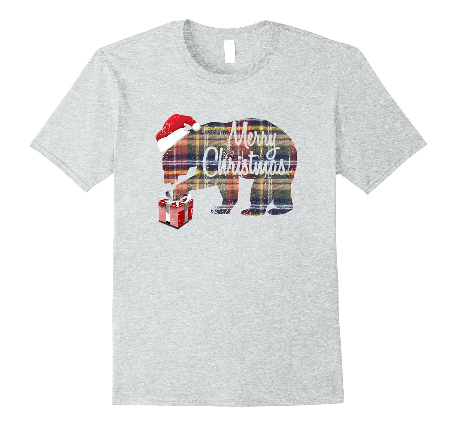 Merry Christmas Bear T-Shirt Plaid Flannel Design Shirt-ANZ