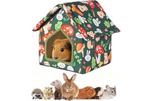 Yigerlee Guinea Pig Hideout, Foldable Guinea Pig House with Non-Slip Bottom & Removable Pad, Soft & Washable Bunny Bed for Ha