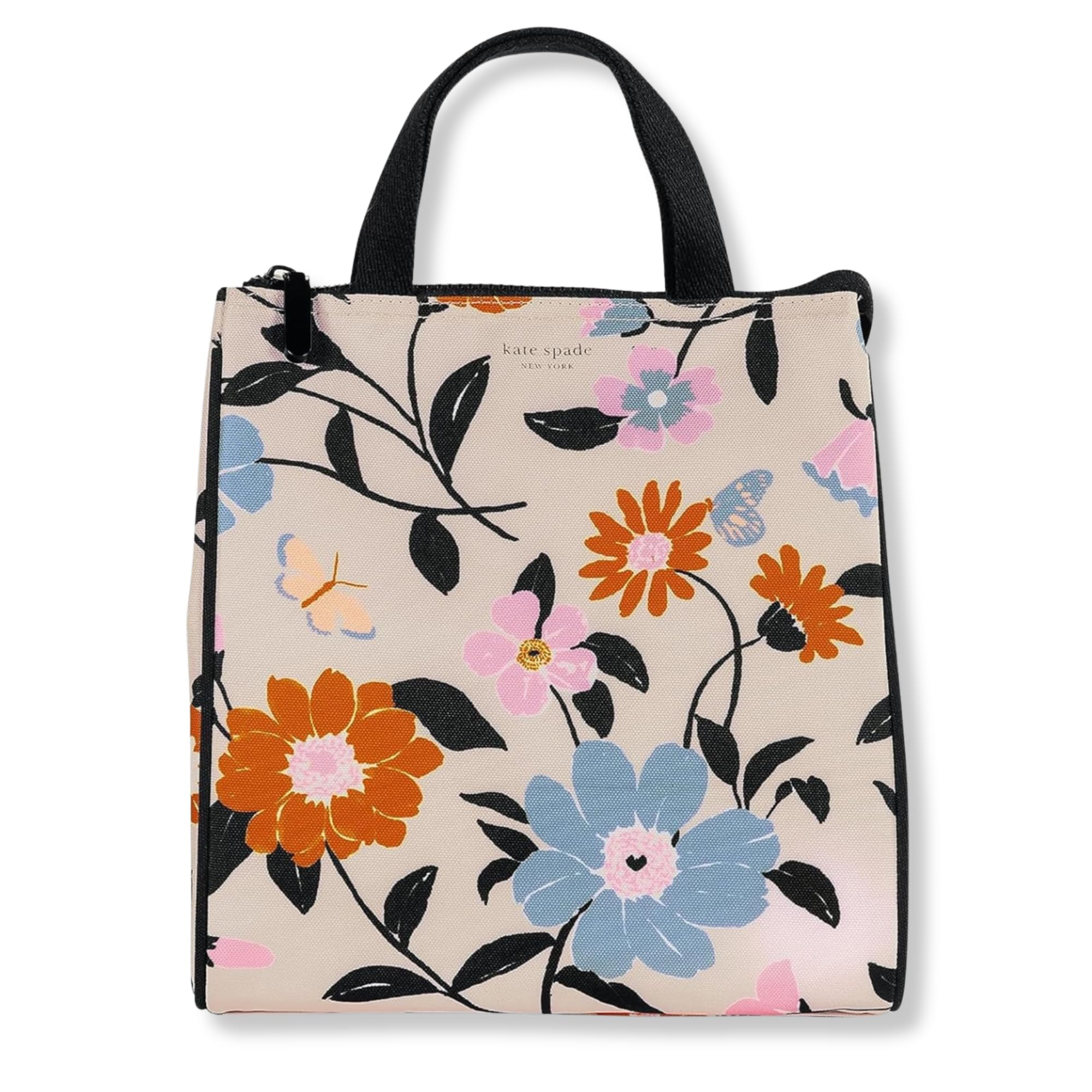 Kate Spade New York Portable Soft Cooler Lunch Bag with Silver Insulated Interior Lining and Storage Pocket, Floral Garden — image 1