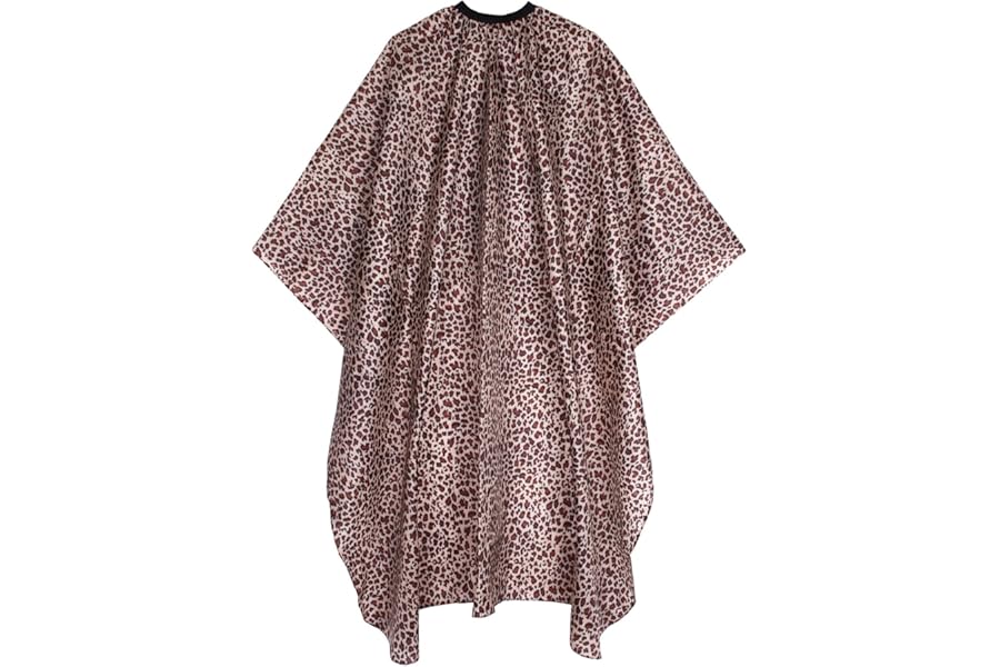 Waterproof Leopard Hair Cutting Cape – 64″ x 56″ Salon Cape with Adjustable Neckline for Professional Stylists and Home Use