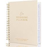 Timeless Premium Linen Wedding Planner Book and Organizer – Wedding Planning Book, Comprehensive Keepsake & Countdown Binder, Perfect Engagement Gift for Women, 11" x 9" (Cream Speckles)