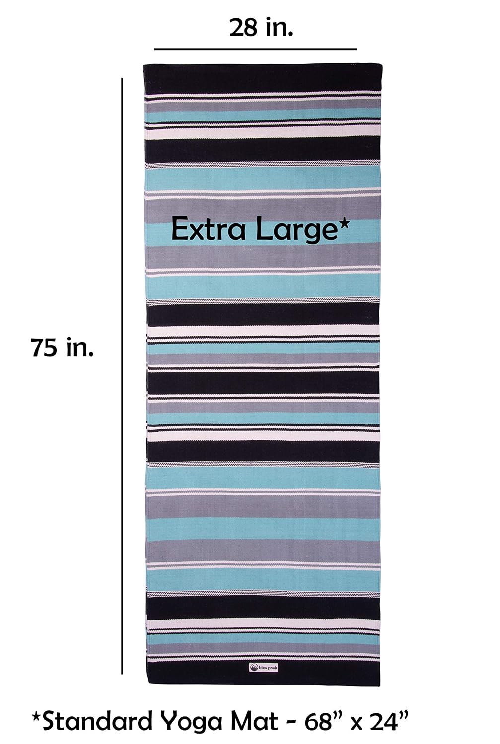 Bliss Peak Cotton Yoga Rug 3in1 Yoga Rug Handmade in India Mysore