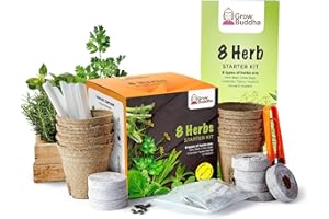 Grow Buddha herb Seeds Variety Pack, Your Own Gardening Kit – Easily Grow Your own herb Garden with Our Complete Beginner Friendly herb Seeds Starter Kit – Unique Gift Idea (8 Herbs Kit)