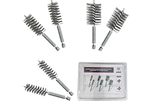 KWALITISTAR 3-Size[6pc] Fitting Cleaning Brush Set (1/2, 3/4, 1.0-inch) Copper Pipe Cleaner for Power Drill, Stainless-Steel Wire Bore Brush, Metal Tube Brushes, Prep Copper/Bronze/Brass Fittings for Soldering