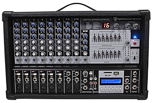 Rockville RPM109 12 Channel 4800w Powered Mixer, 7 Band EQ, Effects, USB, 48V