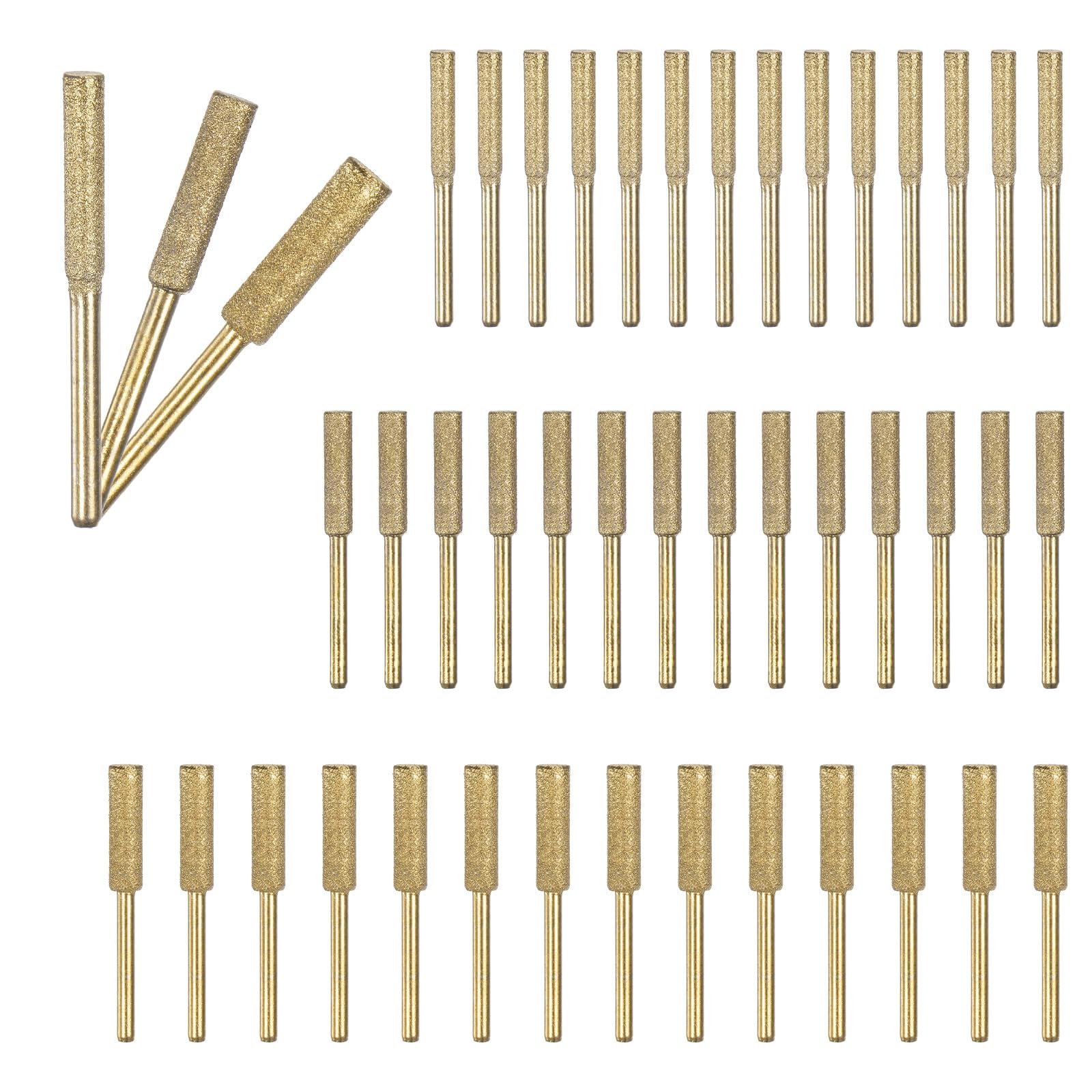 M METERXITY 45-Pack Diamond Chainsaw Sharpener, 5/32", 3/16", 7/32" High Hardness Grinding Stone Chainsaw Sharpening Kit for Electric Chainsaw Sharpener/Stone Carvings [3mm Gold]