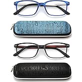 RaoOG Reading Glasses for Men with Spring hinges, Professional Computer Readers with Blue Light Protection and Case