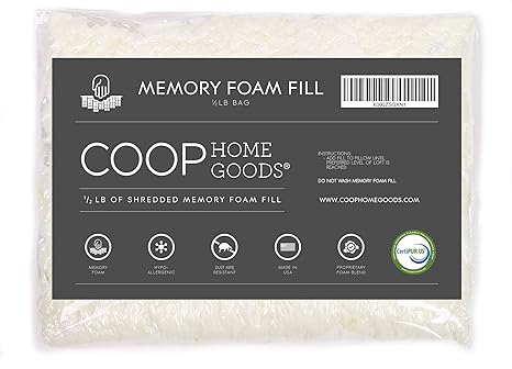 Coop Home Goods Adjustable Shredded Memory Foam And Poly Fiber Fill For Premium Adjustable Pillow ½ Lb Certipur Us Certified
