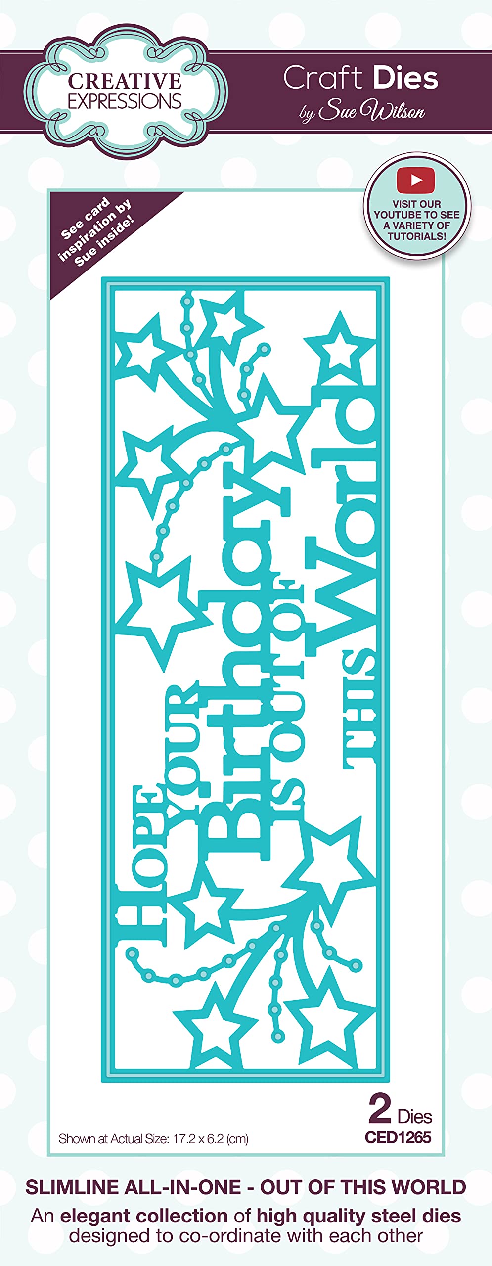 Creative Expressions Sue Wilson-Slimline-Out of This World-Craft Die, Metal, Largest 17.2 x 6.2 cm, CED1265