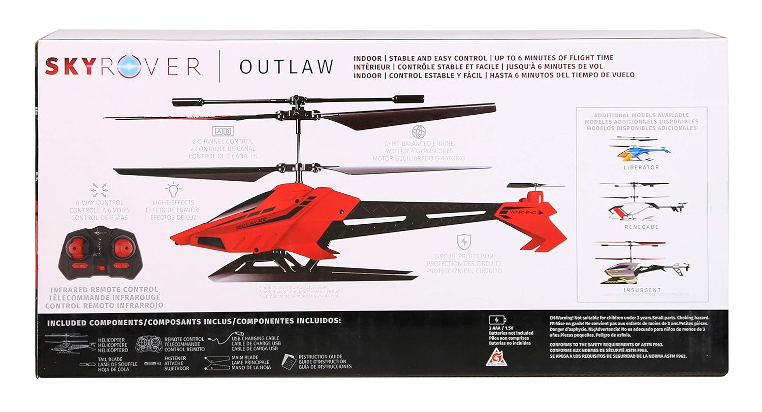 Red Auldey US8586112 Sky Rover Outlaw RC Helicopter Indoor Remote