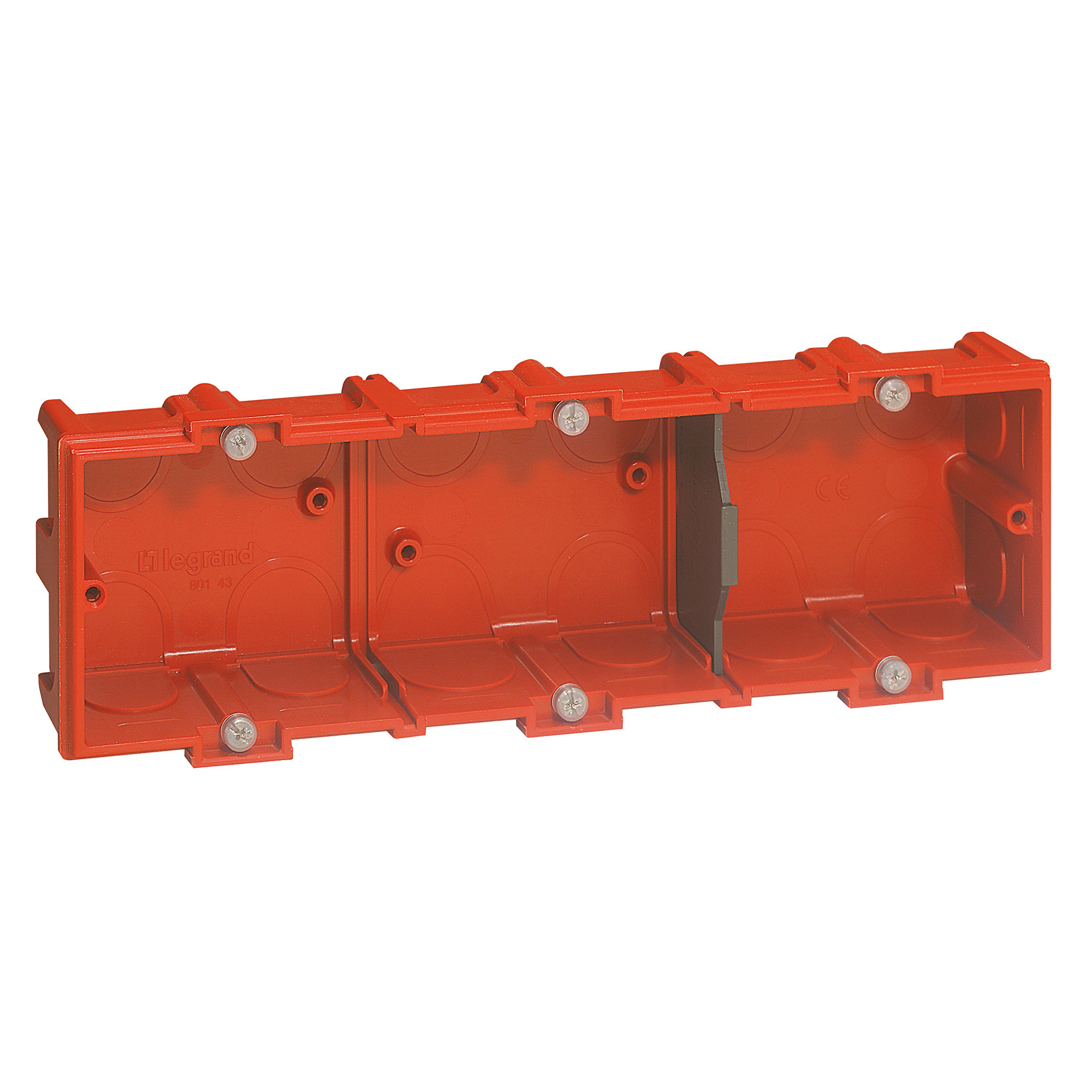 Legrand 3-Posts Metal Red Non-Water-Resistant Electrical Housing Box with Mounting Screws and Hardware for Connecting Multiple Boxes