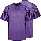 Blank Practice Football Jersey Mesh Athletic Sports Football T-Shirt Black White Red (Purple, XX-Large)
