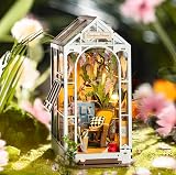 ROBOTIME Gardenhouse Book Nook Kit with LED Lights 3D Wooden Puzzle view 7