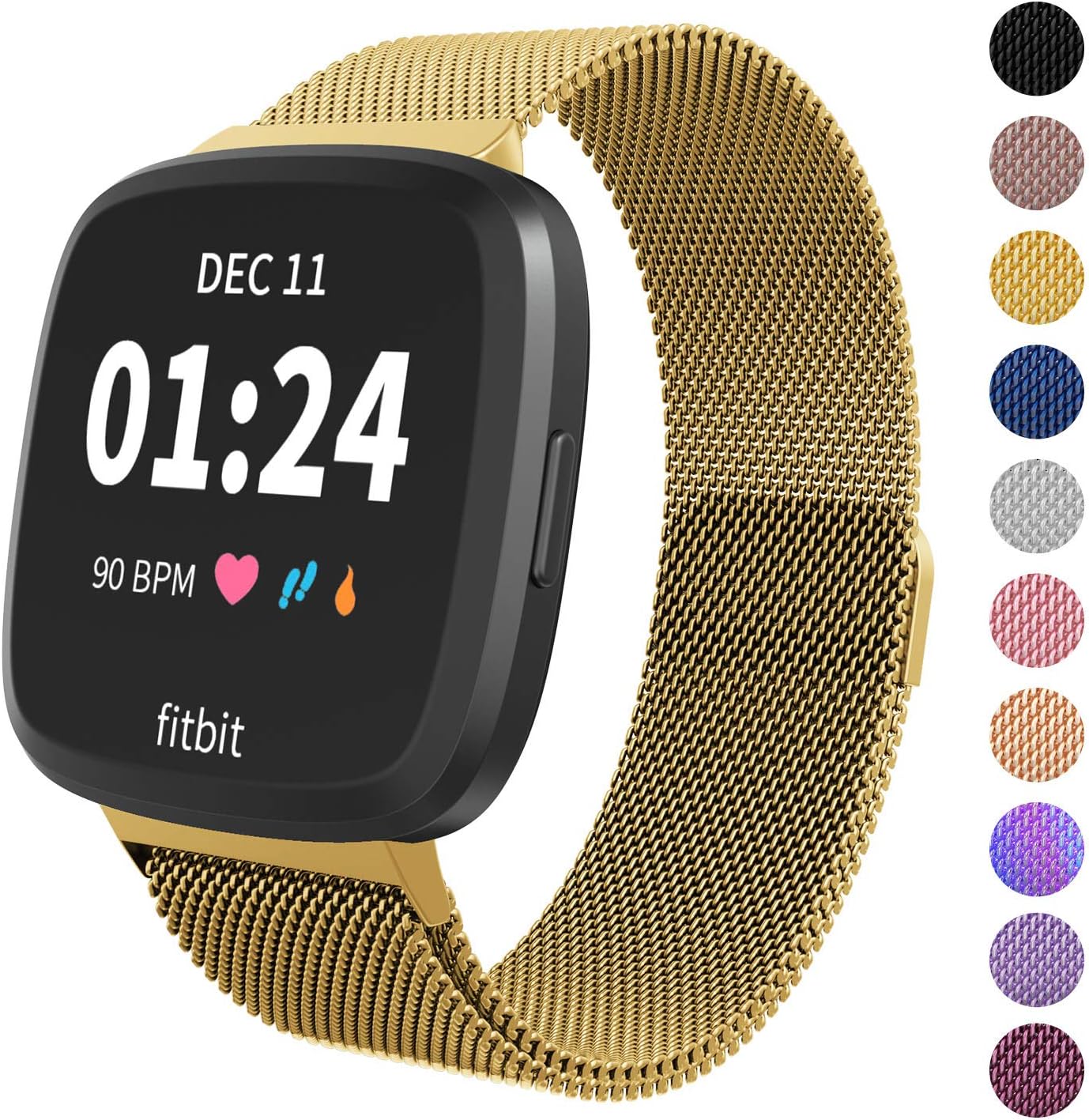 Limque Magnetic Bands Compatible with Fitbit Versa/Versa 2/Versa Lite/SE, Women Men Metal Adjustable Replacement Wristband for Fitbit Versa Smart Watch Multi-Color