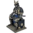 MAUNDEN Medieval Samurai Undead Warrior Resin Statue Ornament for Home Living Room Porch Office Desk Decoration Gift (Blue Gold)