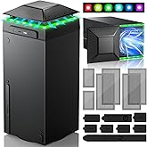 RGB Cooling Fan for Xbox Series X with Dust Filter & 7 RGB LED Light Modes,Auto Fan Speed Adjustable by Temperature,Cooler & Light Independent Touch Switch, Cooling System Horizontal for Xbox Series X