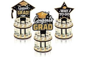 clothmile 3 Pcs 2024 Graduation Money Holder for Cash Gift Wood Graduation Greeting Money Card Holders with 10 Holes New Tiered Money Holder Tower for Class of 2024 Graduation Party Supplies