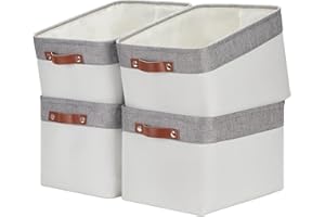 Ecegeva Storage Baskets, Storage Baskets for Shelves, Closet Organizers and Storage Baskets for Organizing Toys Books, Decorative Storage Baskets with Handles for Closet Nursery(Grey&White4 Pack)