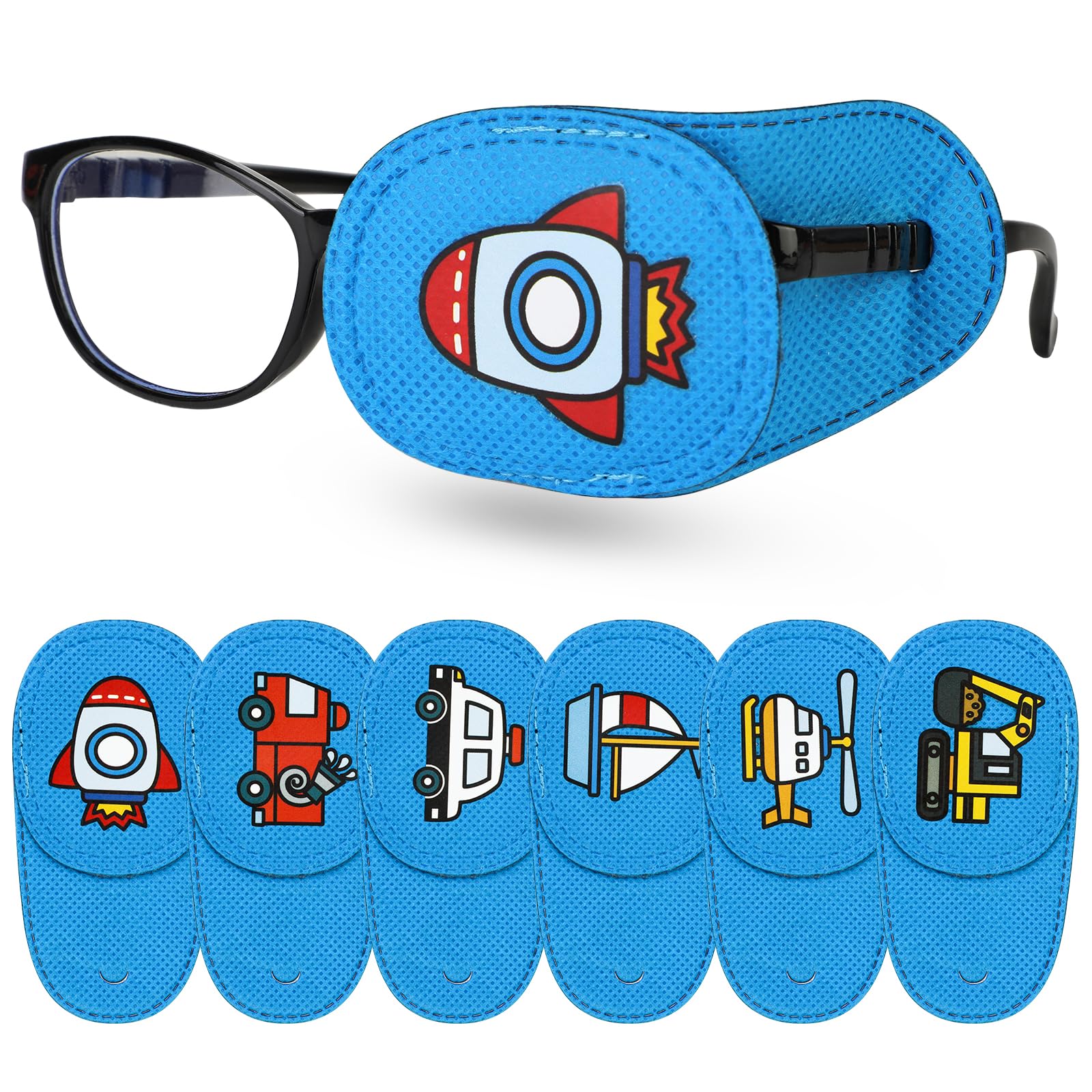 6 Piece Kids Eye Patches,Reusable Eye Patch for Glasses Eyepatch for Children Treating Lazy Eye Strabismus Amblyopia Girl Boy Soft Eye Patch
