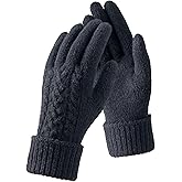 TRENDOUX Merino Wool Womens Winter Gloves Folding Cuffs Touchscreen Soft Skin-Friendly Jacquard Thin Knit Warm Glove