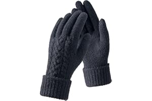 TRENDOUX 80% Merino Wool Womens Winter Gloves Folding Cuffs Touchscreen Soft Skin-Friendly Jacquard Thin Knit Warm Glove