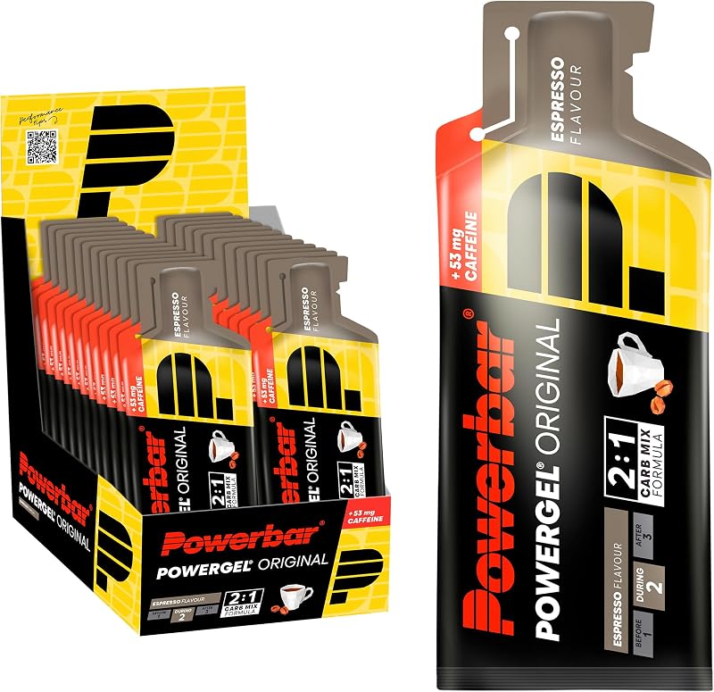 - PowerGel Original - Espresso - 24x41g - Gel énergétique riche en glucides - Sodium - 53mg de caféine