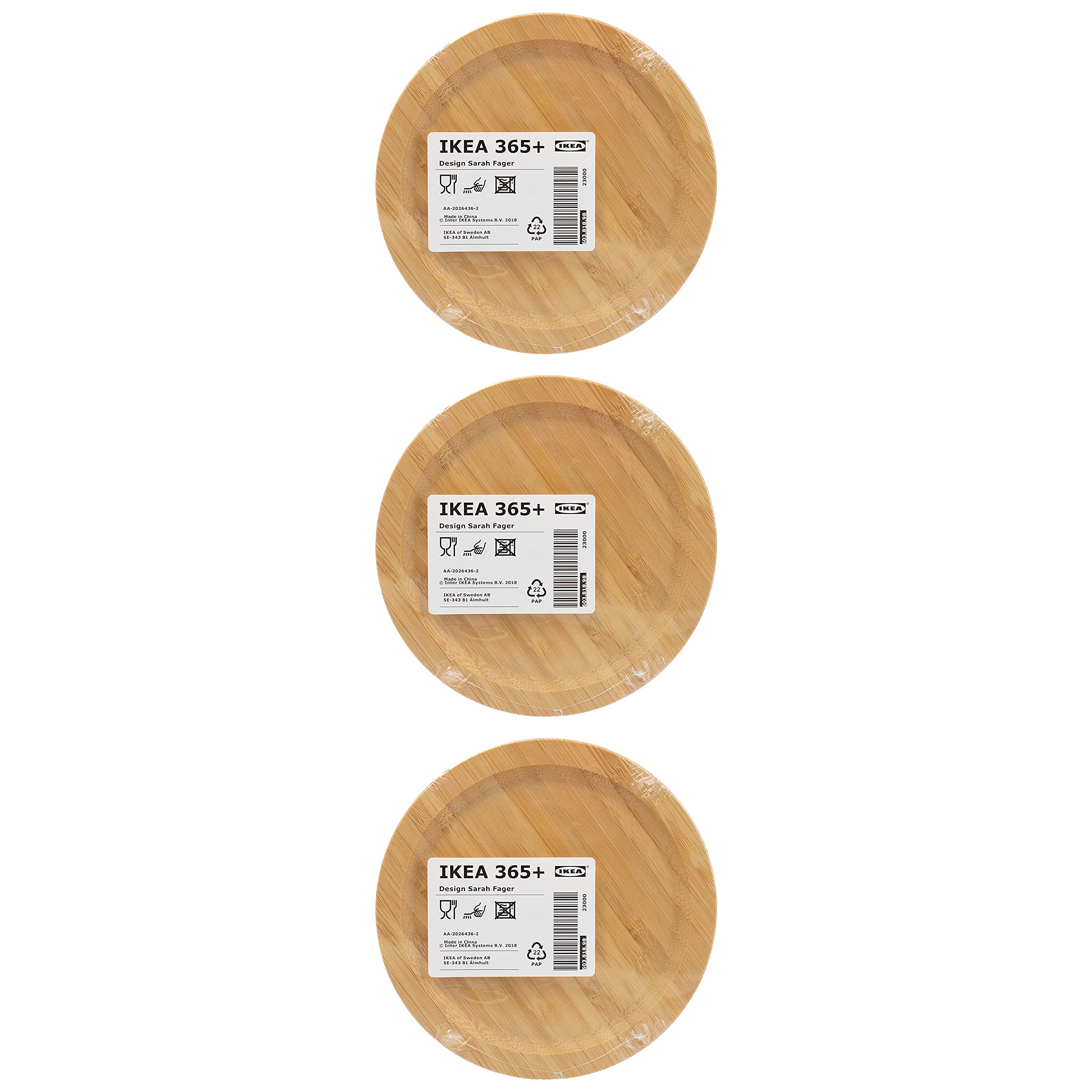 Ikea CONTAINER_LID, Set of 3, Bamboo, 14 cm, Withstands 100°C