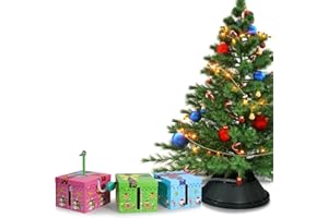 JJI Automatic Christmas Tree Watering System - Christmas Decorations Automatic Christmas Tree Waterer Looks Like a Present Box - Santa’s Tree Helper Keeps Your Live Tree Healthy and Green (3BOX - P-B-G)