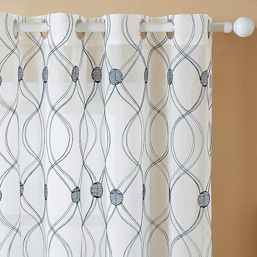 Amazon Com Top Finel White Sheer Curtains 84 Inches Long Navy